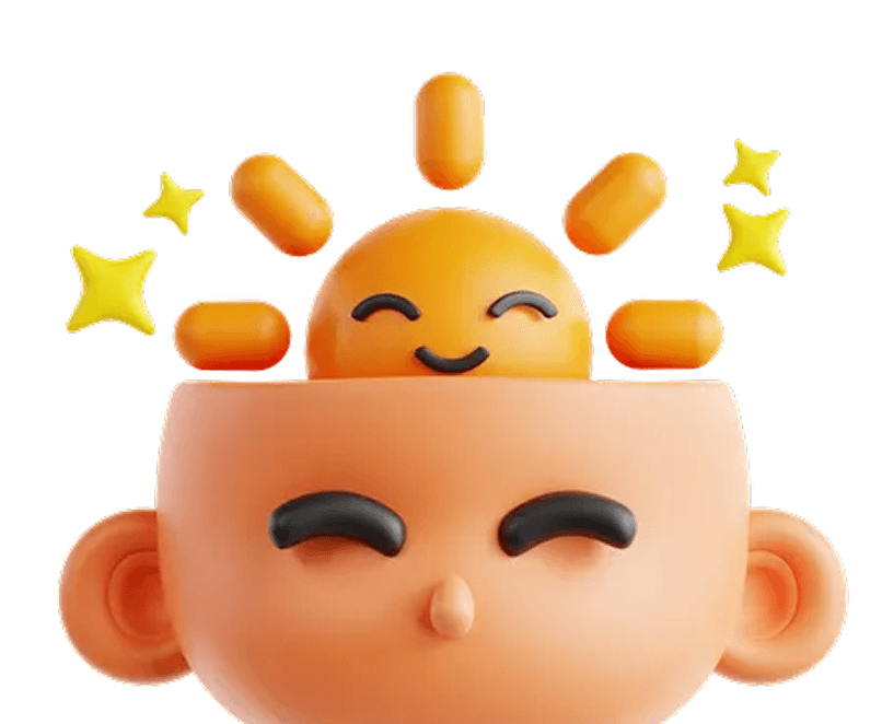 3D illustration of a calm, confident student